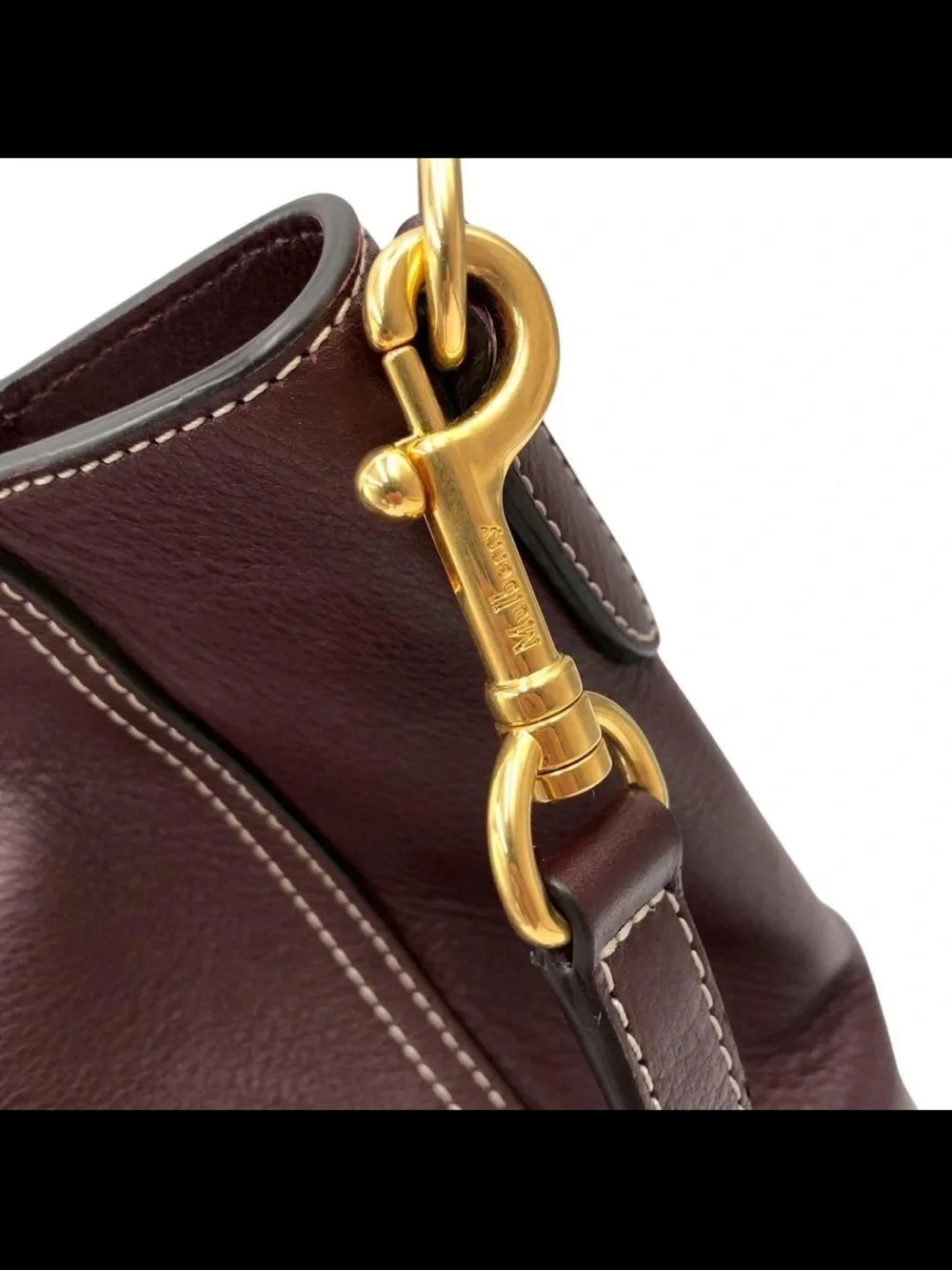 Mulberry Men's Leather Tote Bag in Burgundy with Gold Hardware